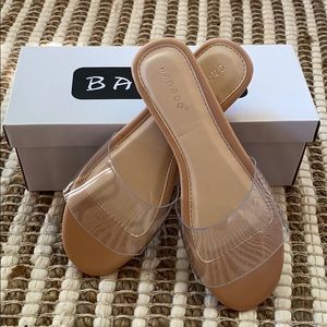 NEW🔥 Nude Open Toe Clear Transparent Flat Sandals